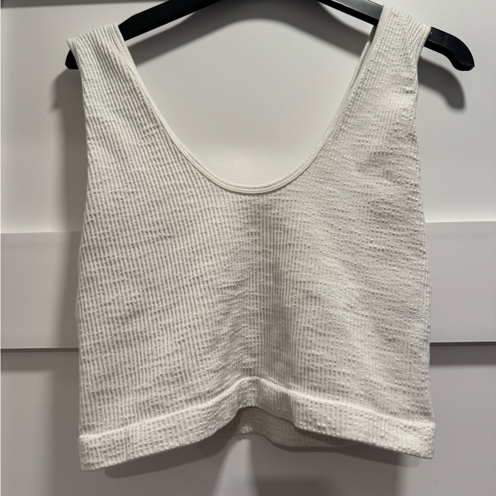 By Together Cream Ribbed Sleeveless Crop Top